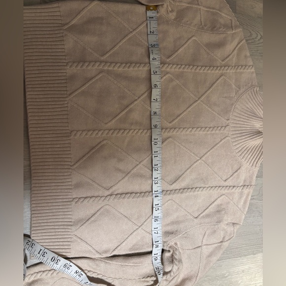 Twik Beige Cable Knit Mock Neck Turtleneck Sweater - Picture 4 of 5